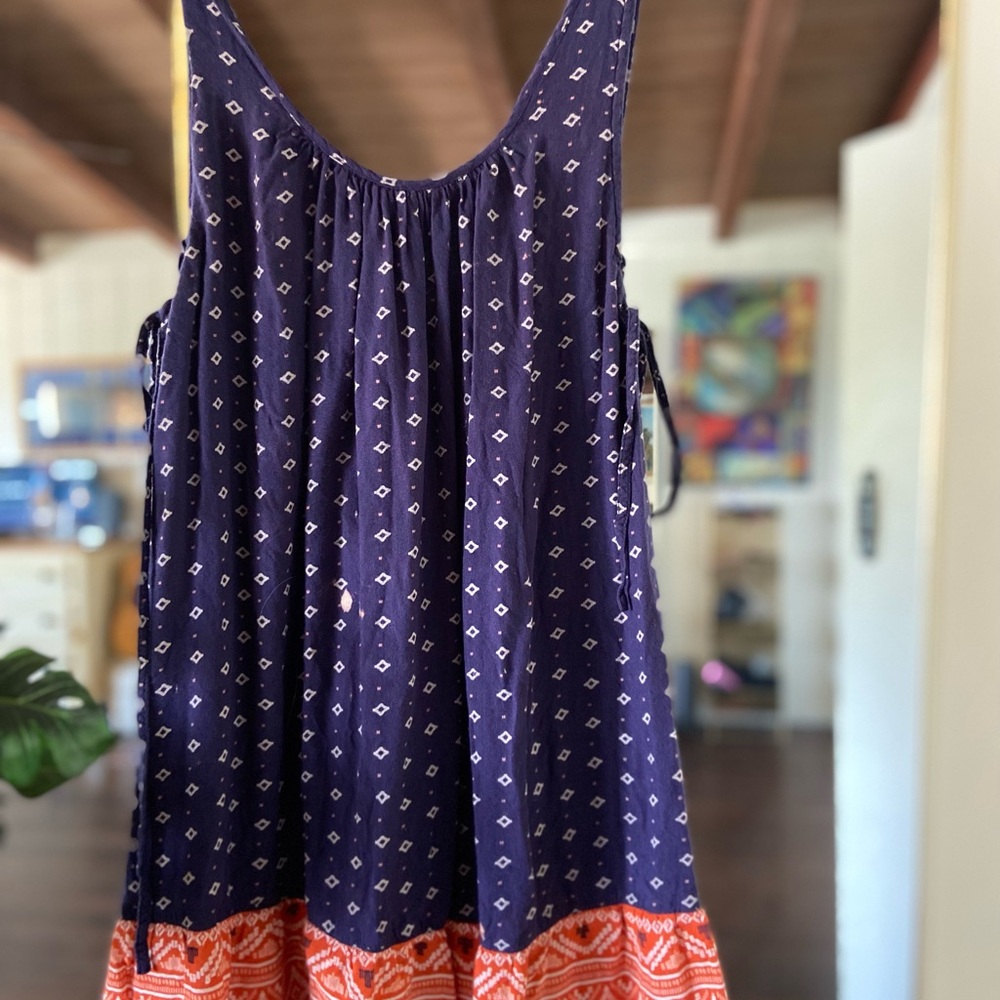 Roxy Dark Blue Dress with White Accents